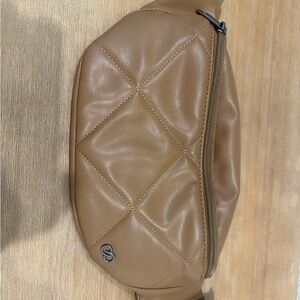 Tan Quilted Leather Crossbody Bag
